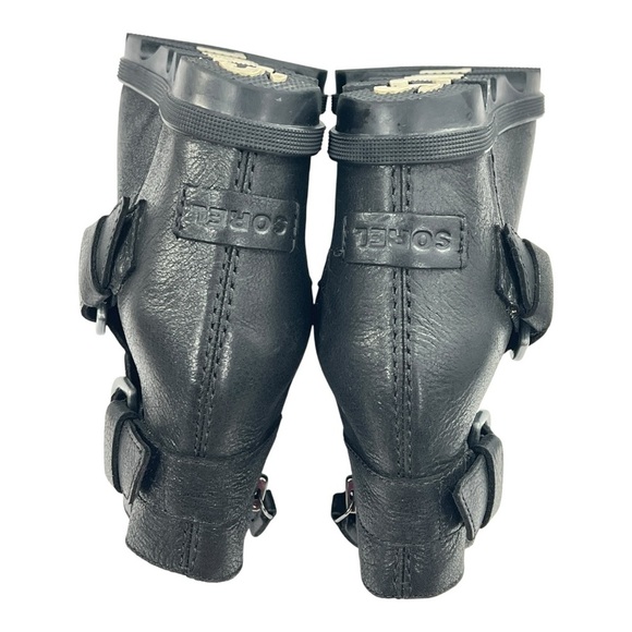 Sorel Women's Black Leather Joan of Arctic Wedge II Buckle Boot Preowned - Picture 7 of 13